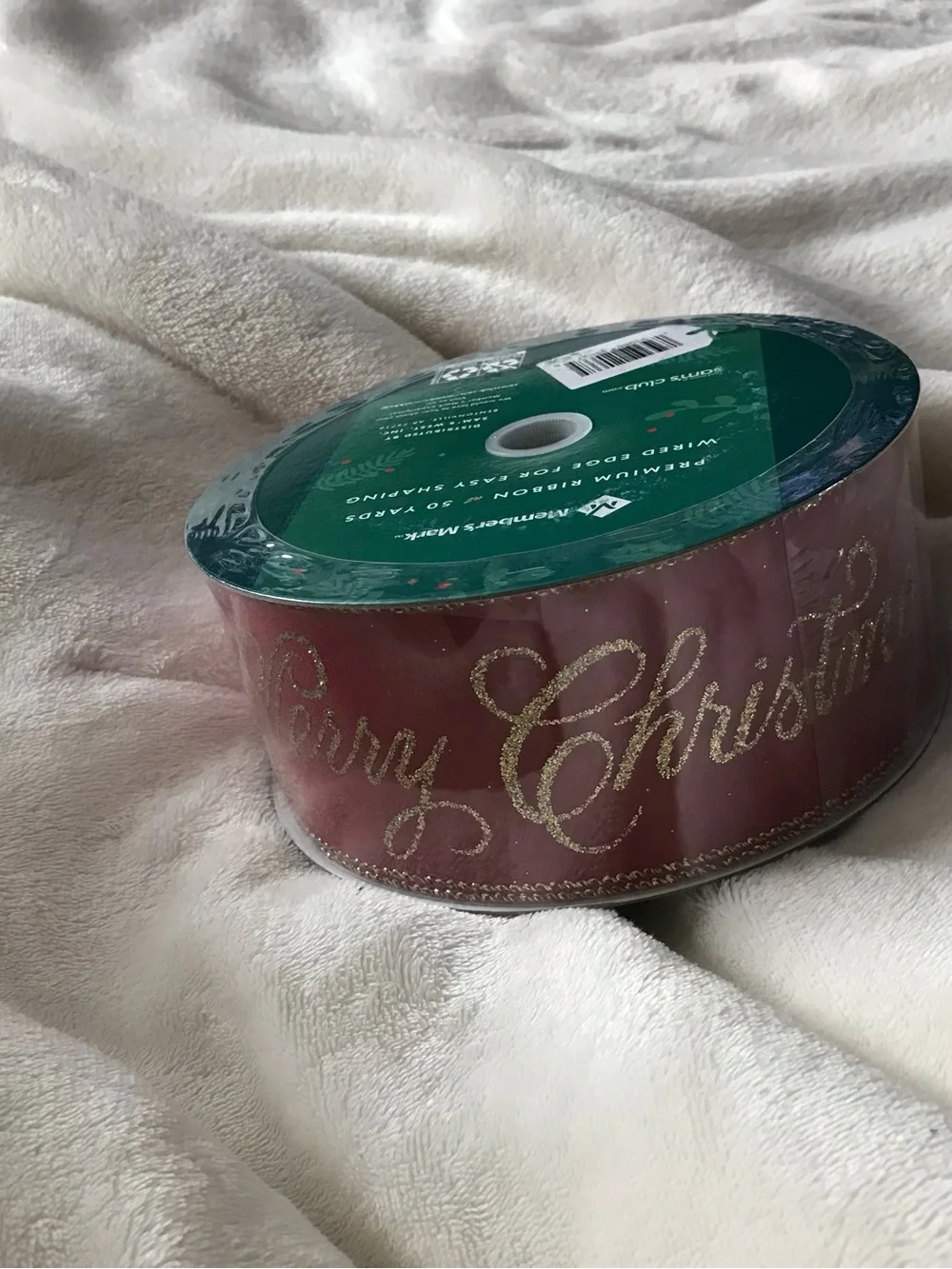 Member’s Mark Festive Red Merry Christmas' Ribbon - Holiday Decorative Ribbon